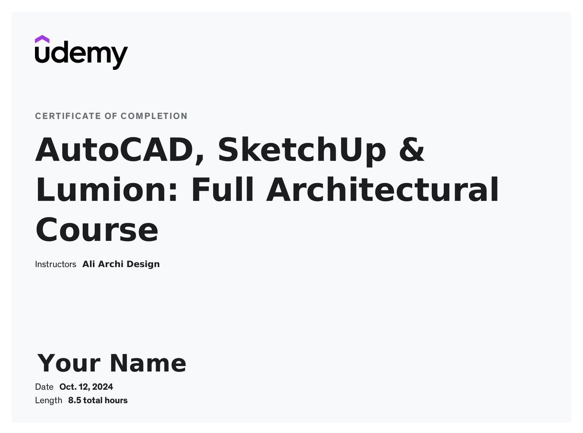 Sample Udemy certificate of completion
