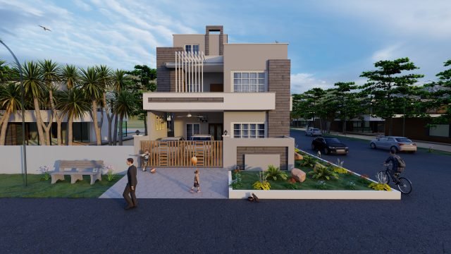 Front render of the course house